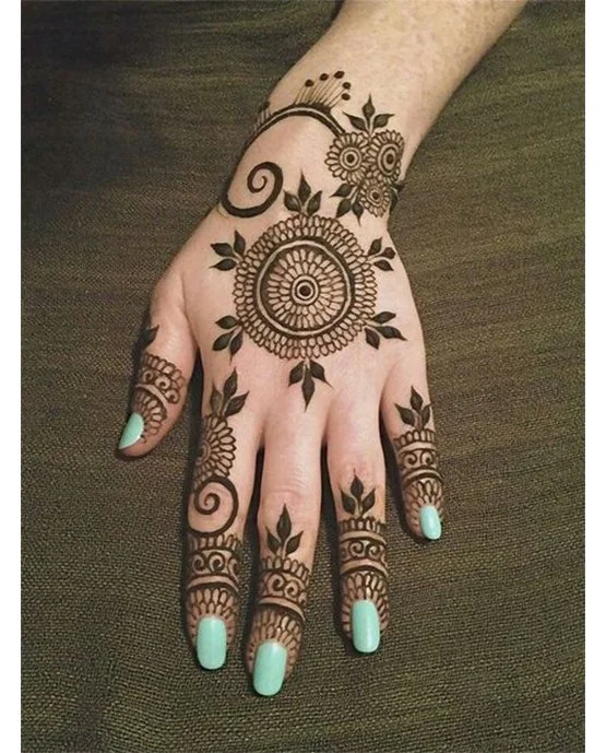 Festive Lotus And Jasmine Along Back Hand Mehndi Design